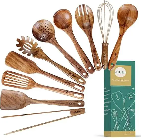 best wooden spatula set for cooking in kitchen